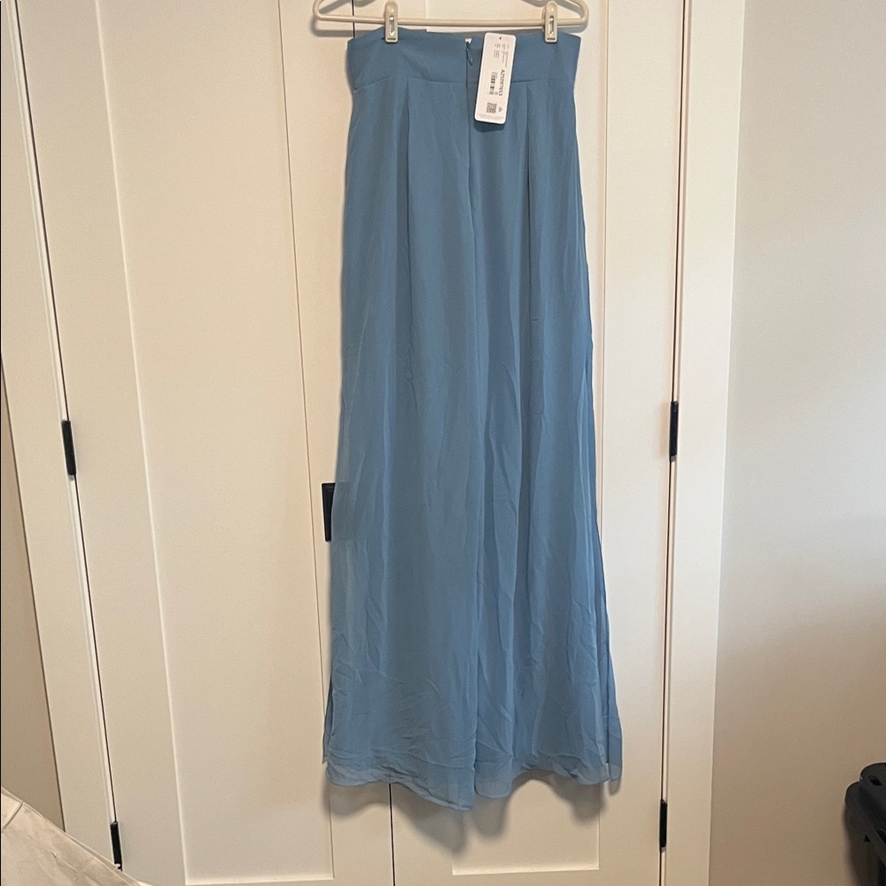NWT WOMEN'S SIZE 8 Azazie Steel Blue Chiffon Pants